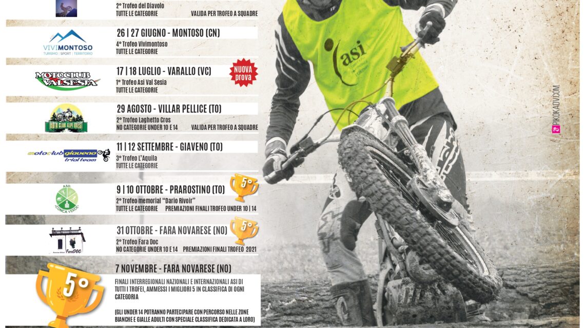Calendario Trofeo Amatoriale ASI Piemonte 2021, aggiornamento del 14 Aprile