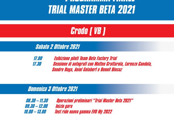 Trial Master Beta 2021 Crodo 3 Ottobre.PROGRAMMA ed EVENTI