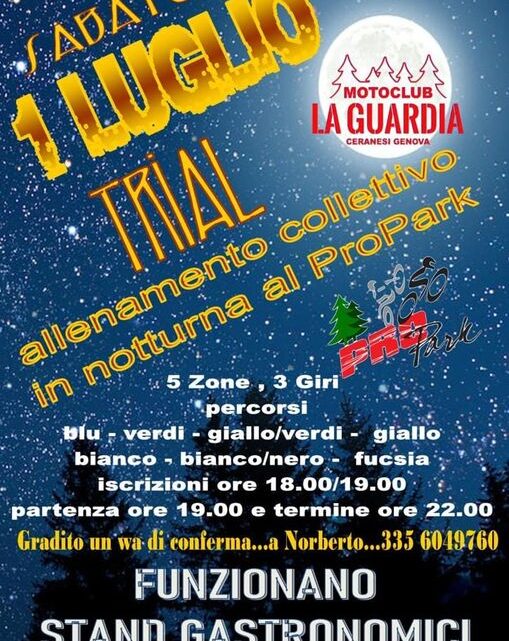 Trial in notturna il 1 Luglio al Pro Park Genova