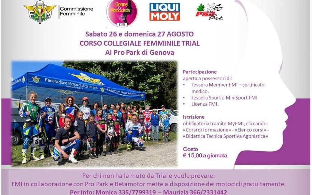 Corso collegiale femminile trial al Pro Park di Genova il 26 e 27 agosto