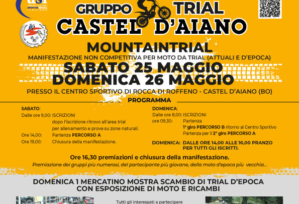 Trial Fest 2024 e Trofeo Tata a Castel d’Aiano (Bo) il 25 e 26 Maggio.Tutte le info